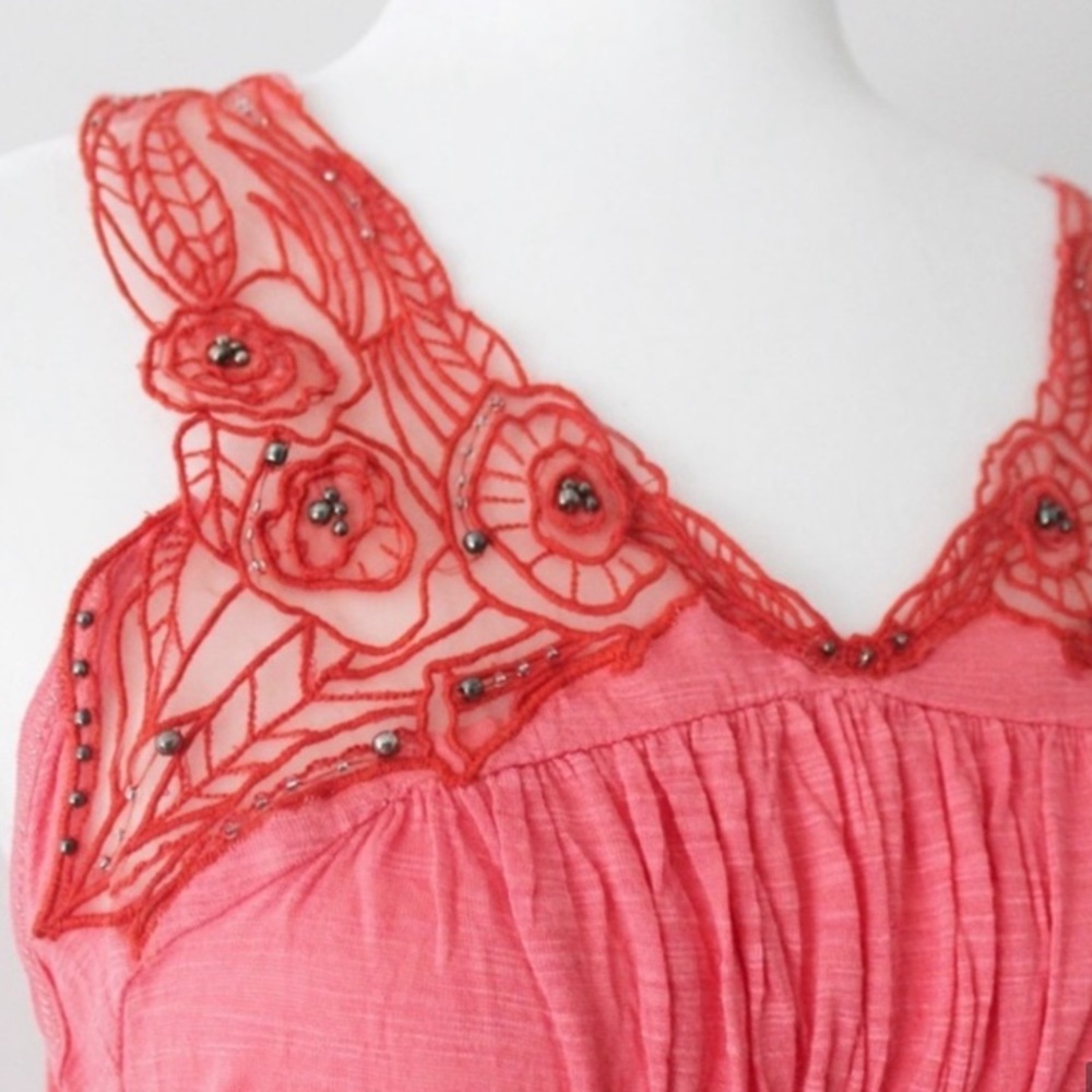 RELISTED 🎉 HP🎉NWT Free People Lace Embroidered Tie Waist L574 - Picture 7 of 7